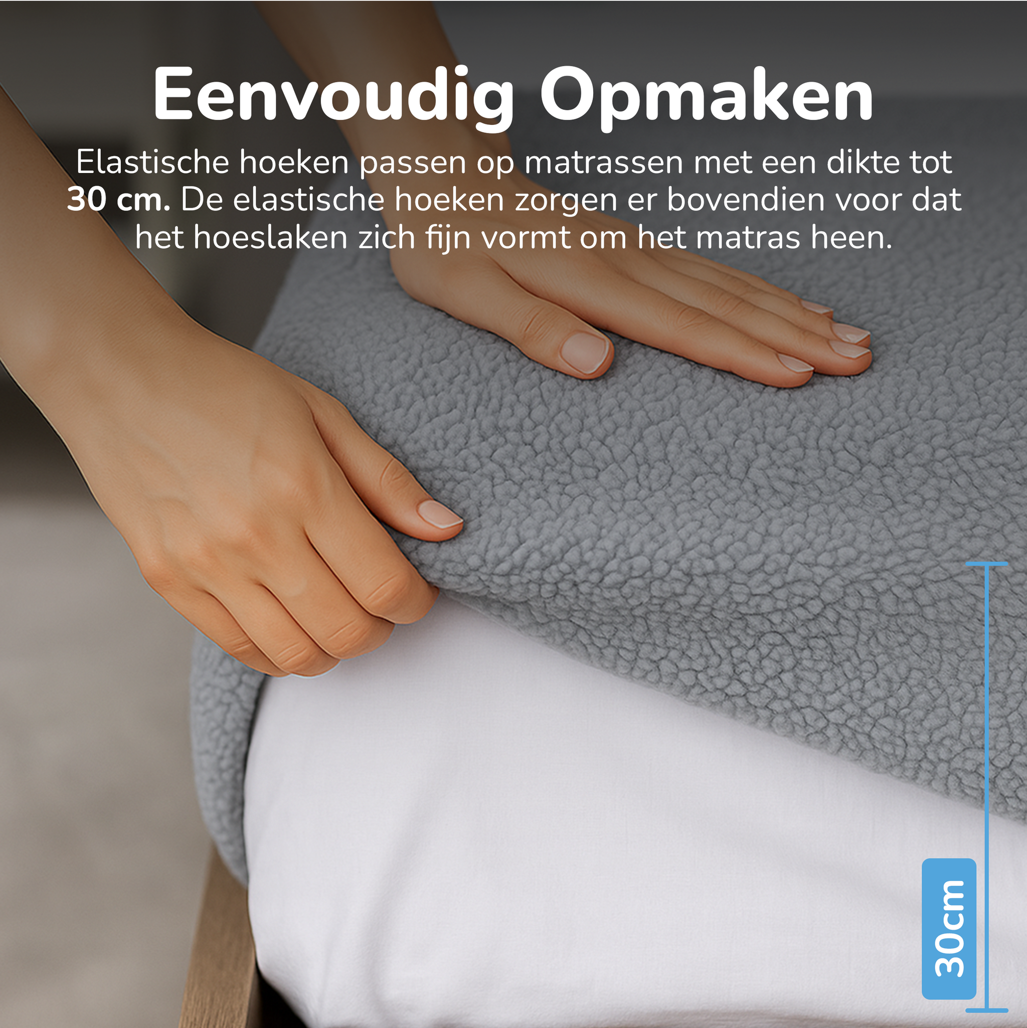 Teddy fleece hoeslaken - grijs