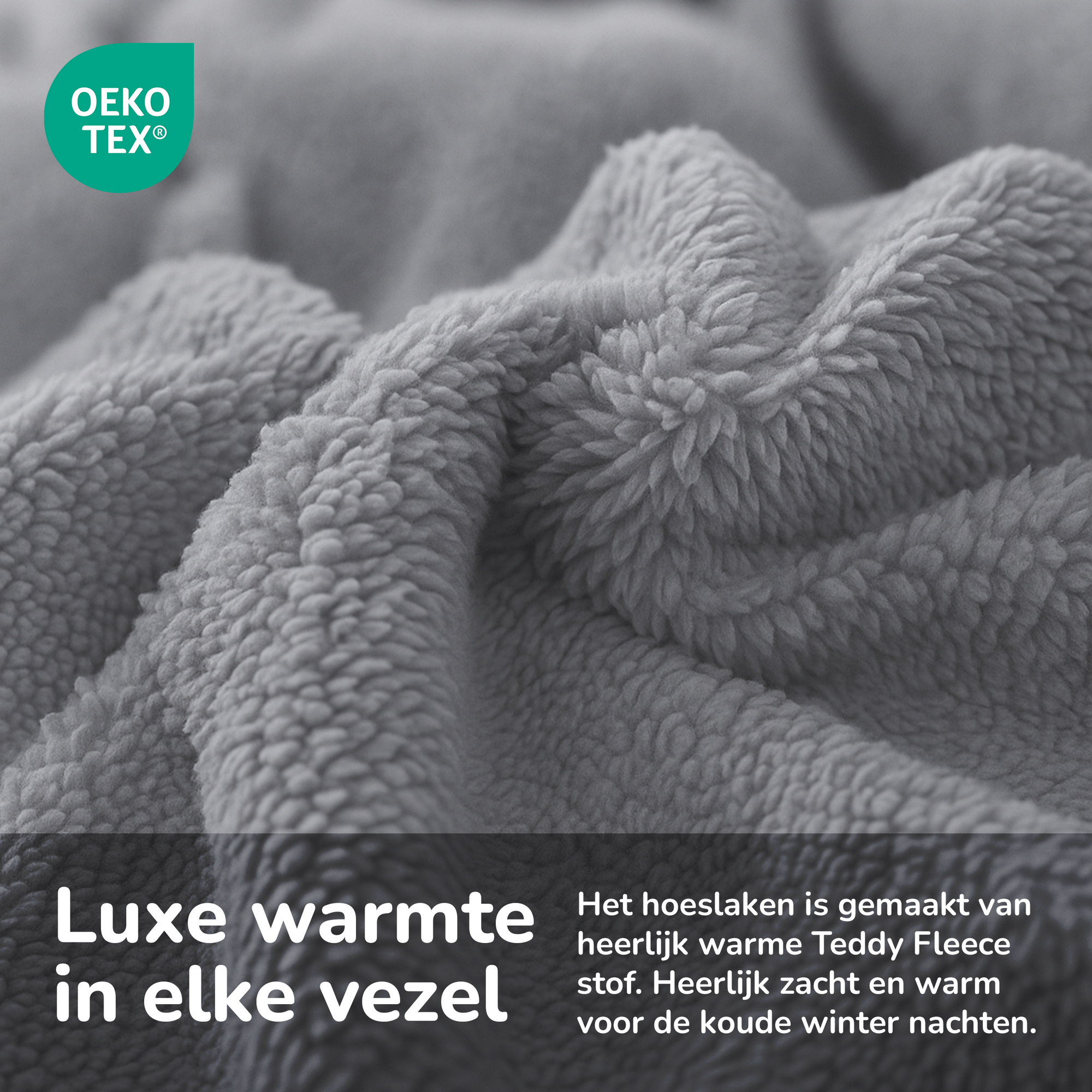 Teddy fleece hoeslaken - grijs