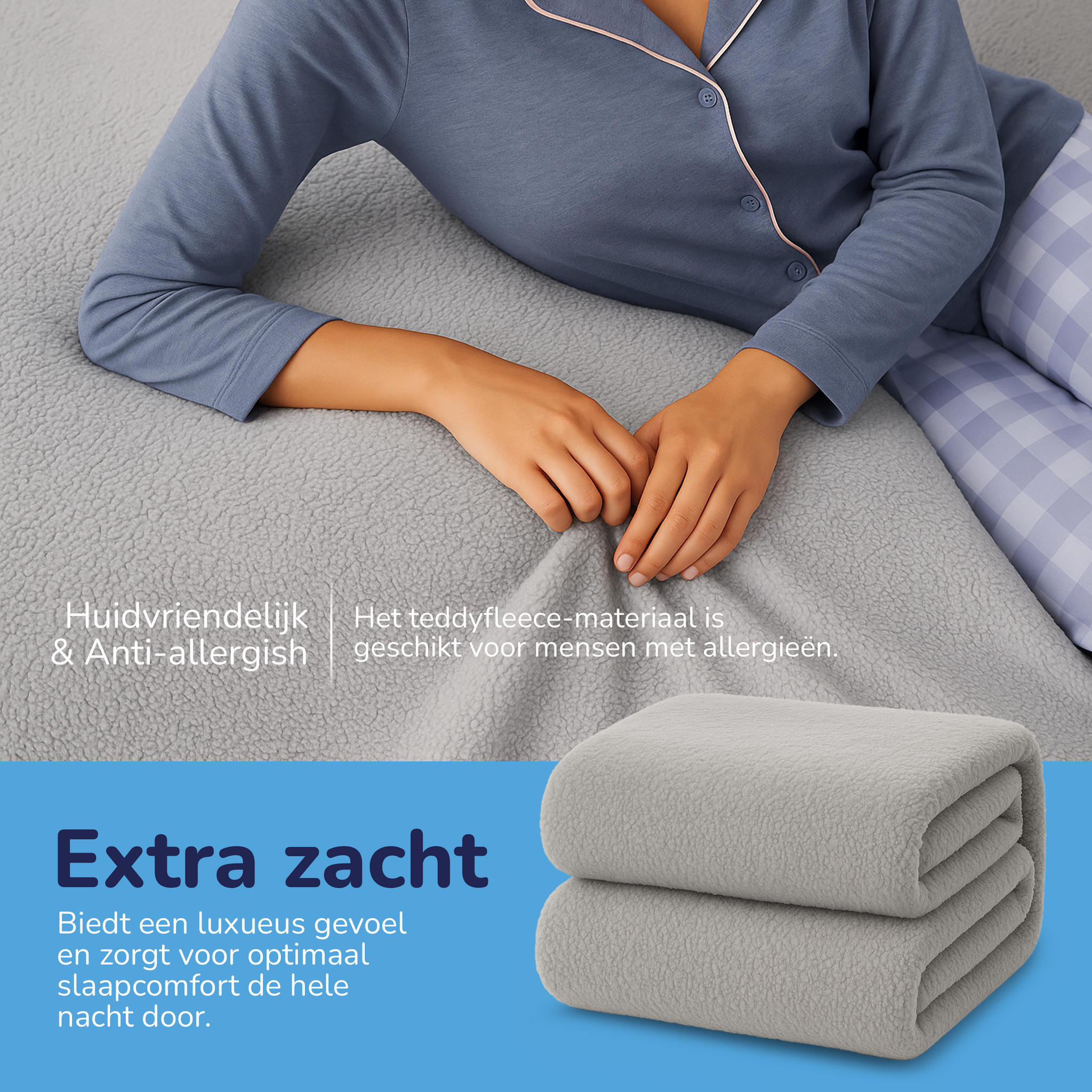 Teddy fleece hoeslaken - grijs