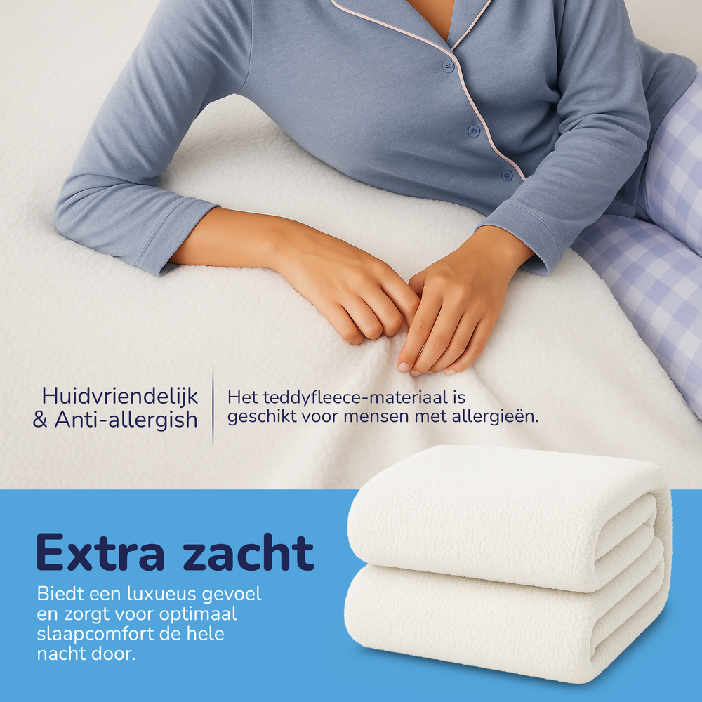 Teddy fleece hoeslaken - wit