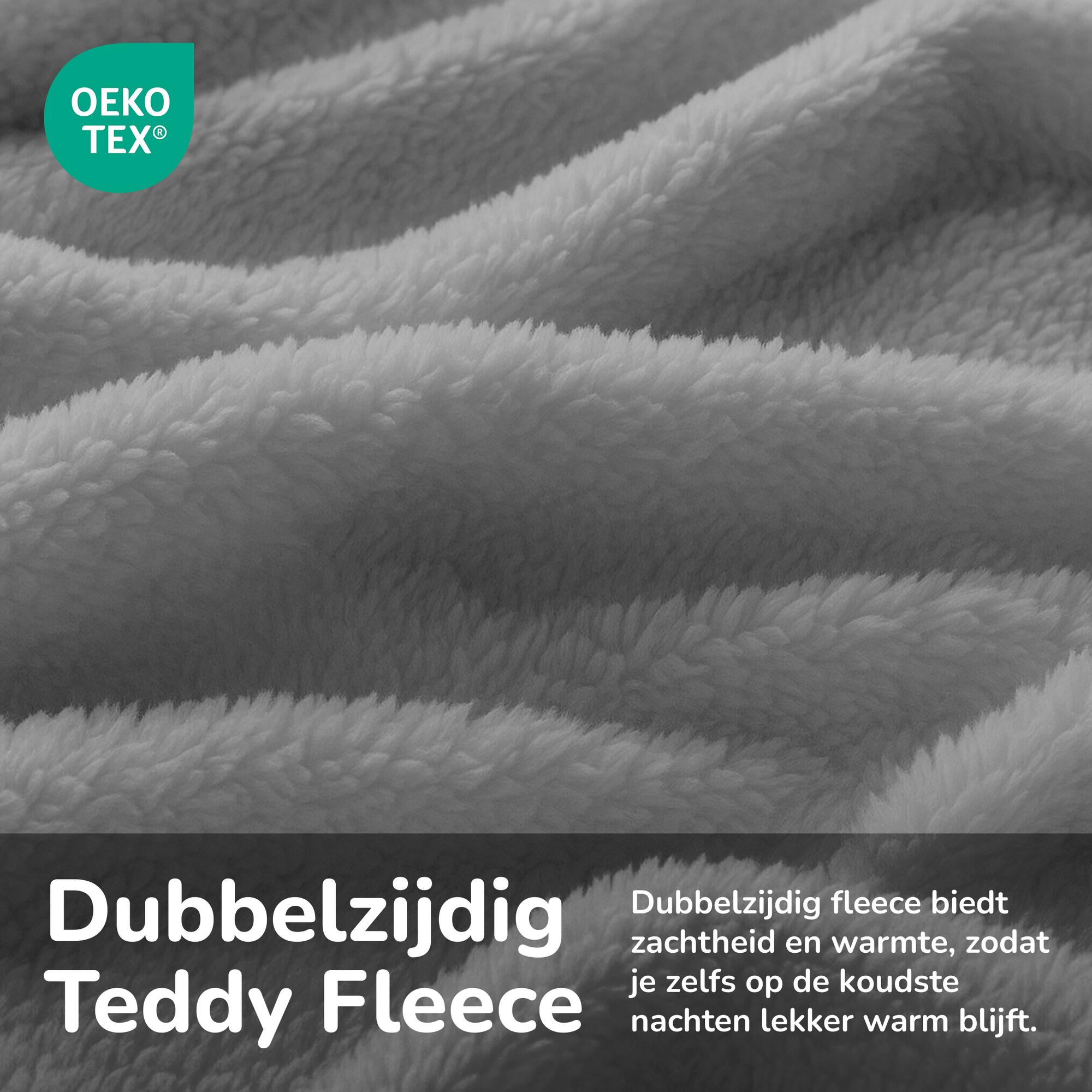 Teddy fleece dekbedovertrek - grijs - 2 kanten teddy