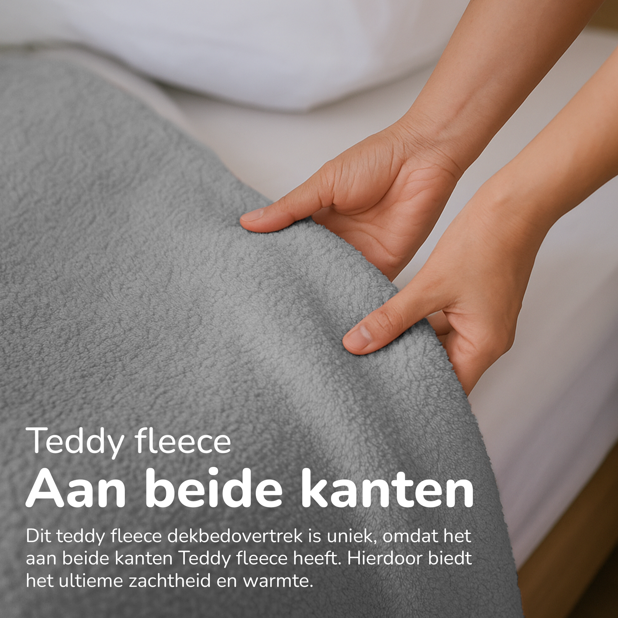 Teddy fleece dekbedovertrek - grijs - 2 kanten teddy