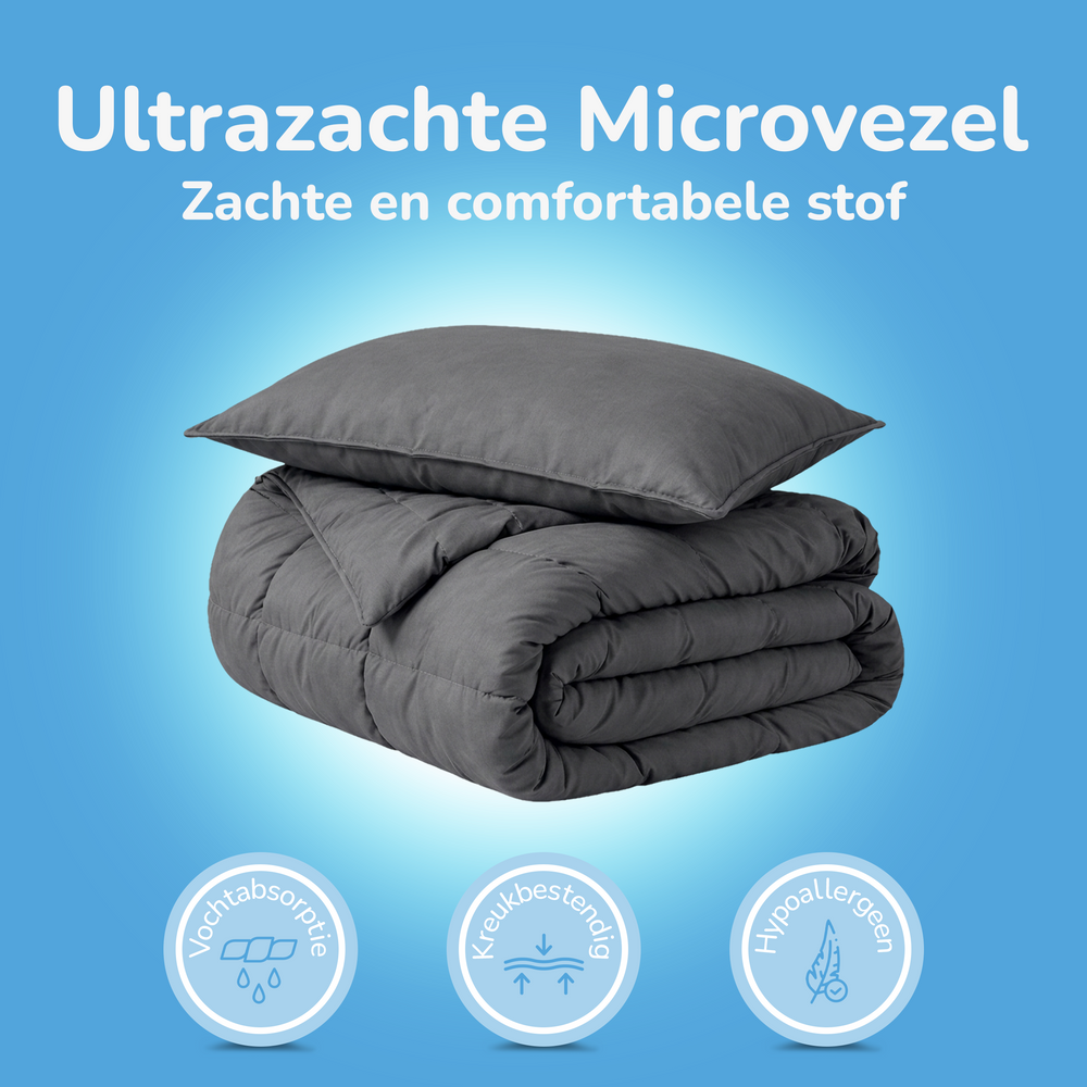 Decoware dekbed zonder overtrek incl. kussensloop - antraciet