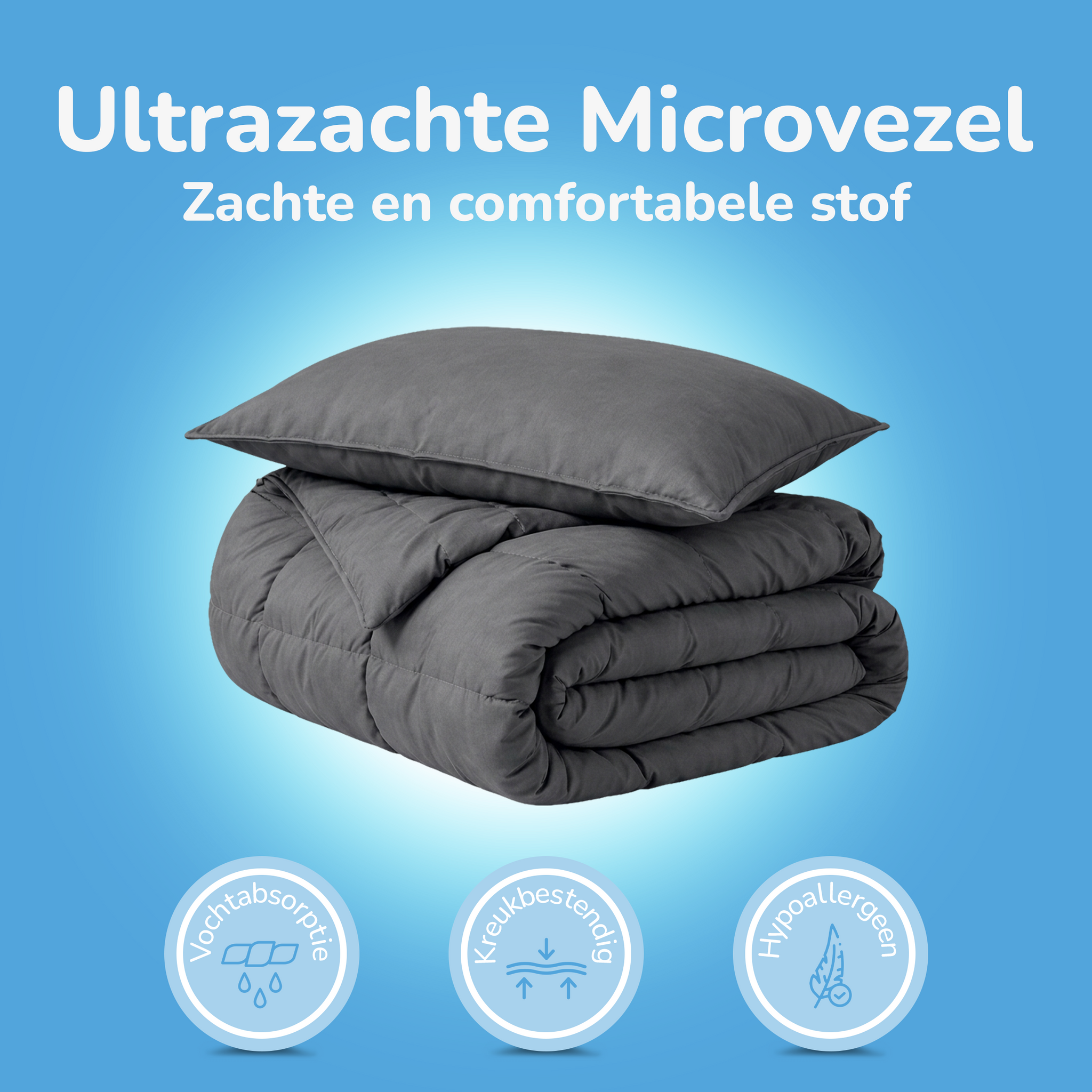 Decoware dekbed zonder overtrek incl. kussensloop - antraciet