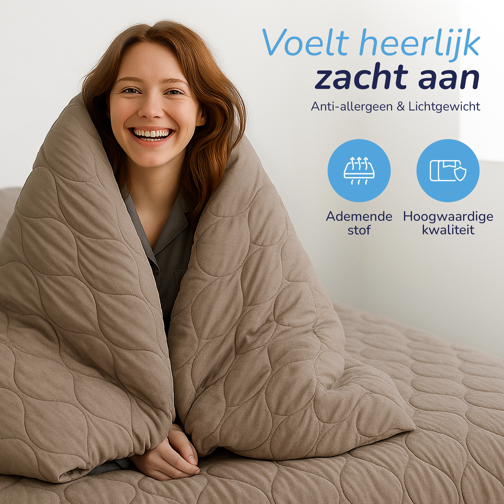 Decoware Easy dekbed zonder overtrek inclusief kussensloop - Tufted Curve - taupe