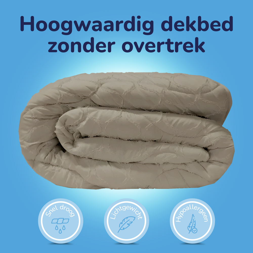Decoware dekbed zonder overtrek incl. kussensloop - Tufted Curve - taupe