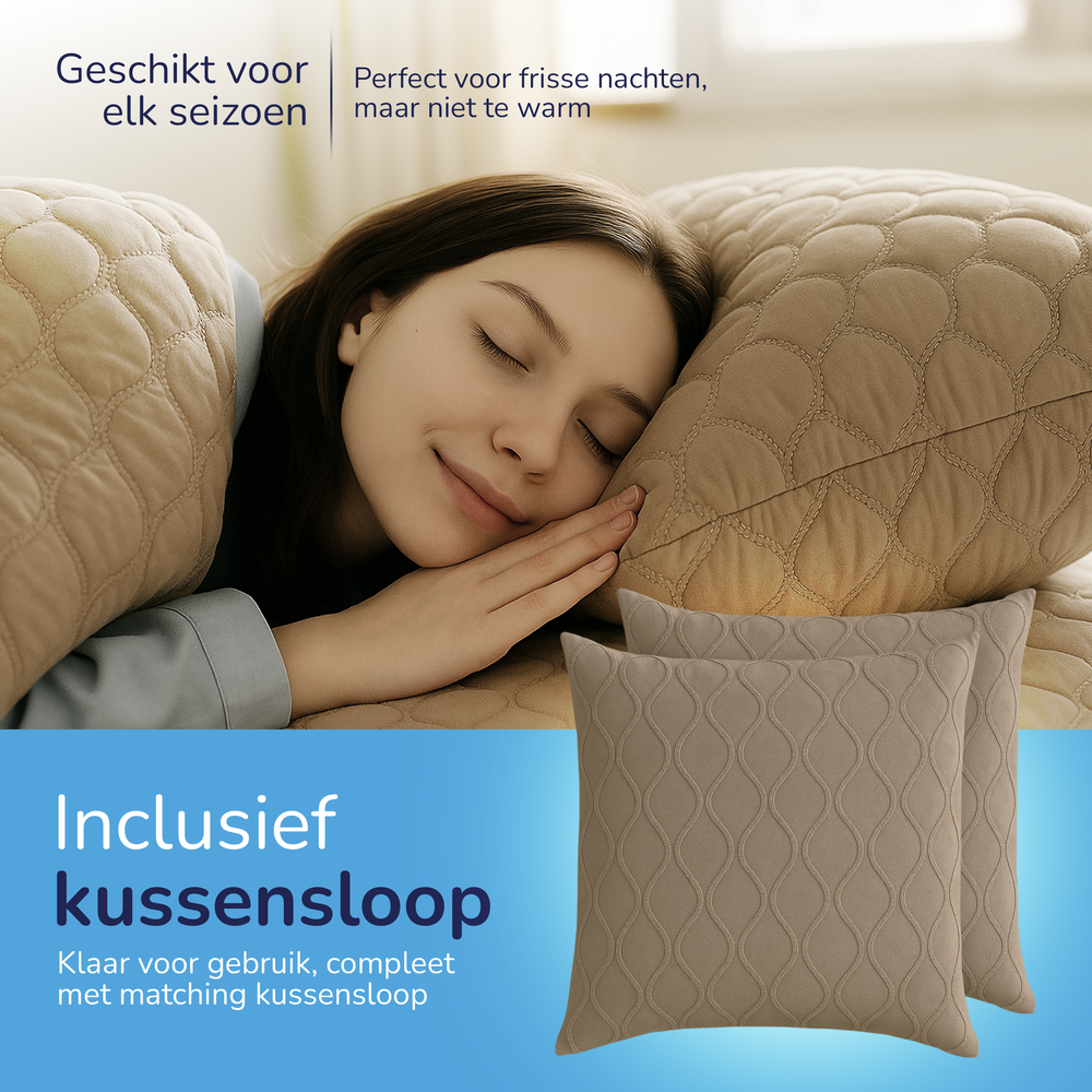 Decoware dekbed zonder overtrek incl. kussensloop - Tufted Curve - taupe