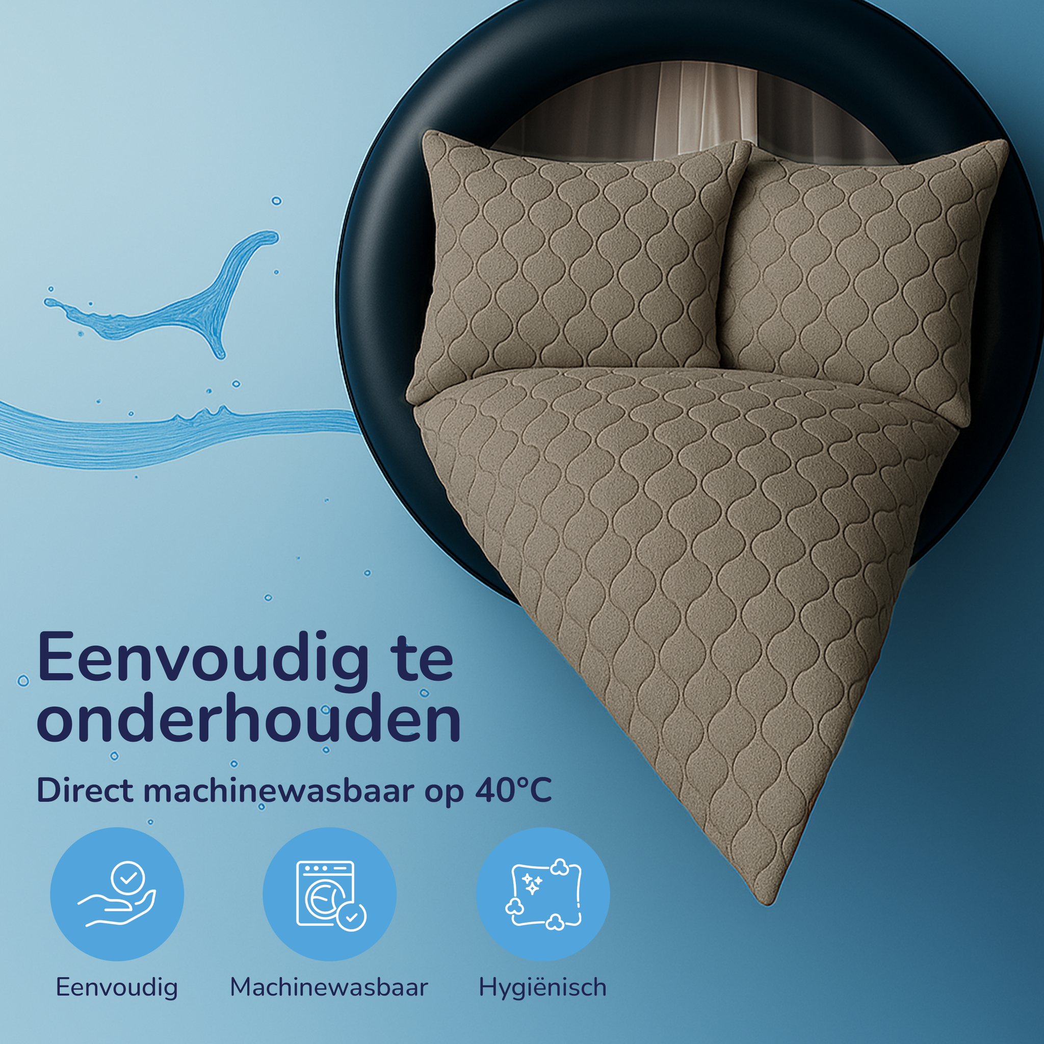 Decoware Easy dekbed zonder overtrek inclusief kussensloop - Tufted Curve - taupe