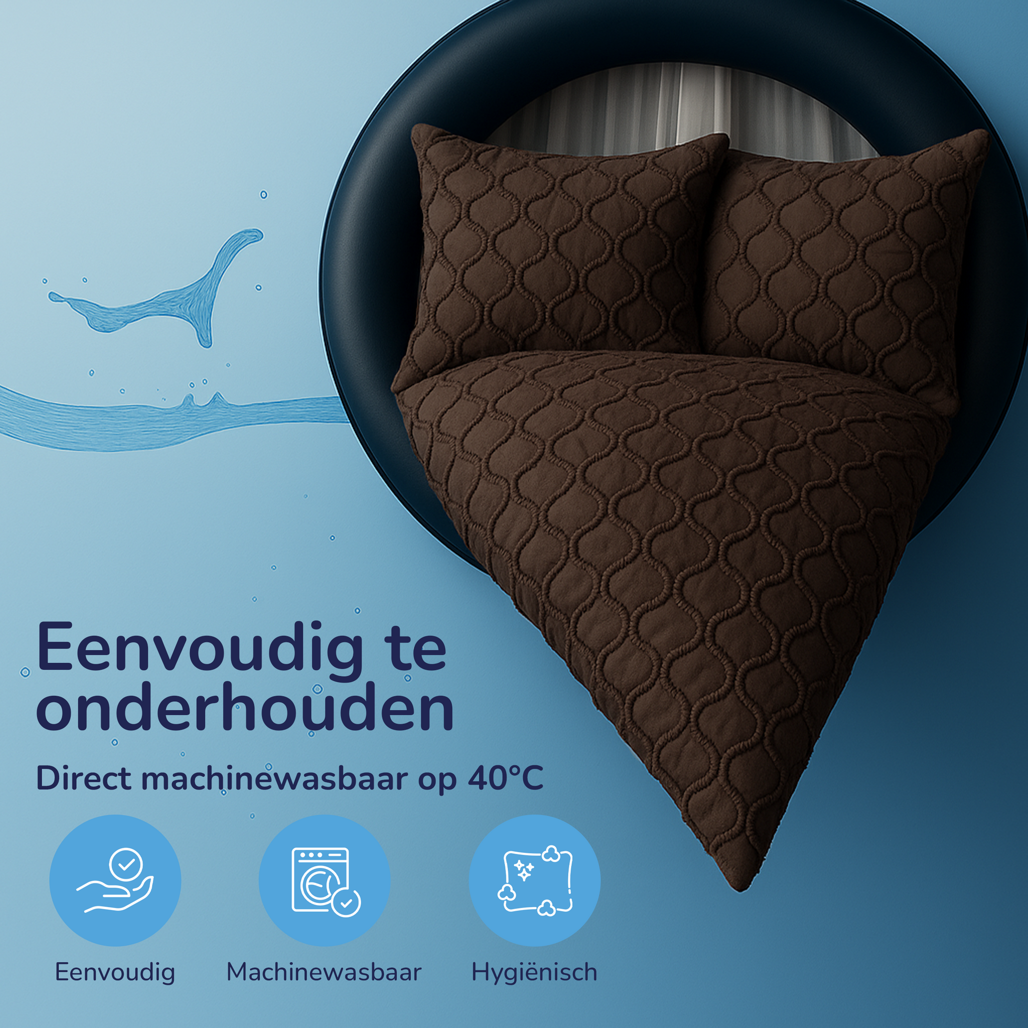 Decoware Easy dekbed zonder overtrek inclusief kussensloop - Tufted Curve - bruin