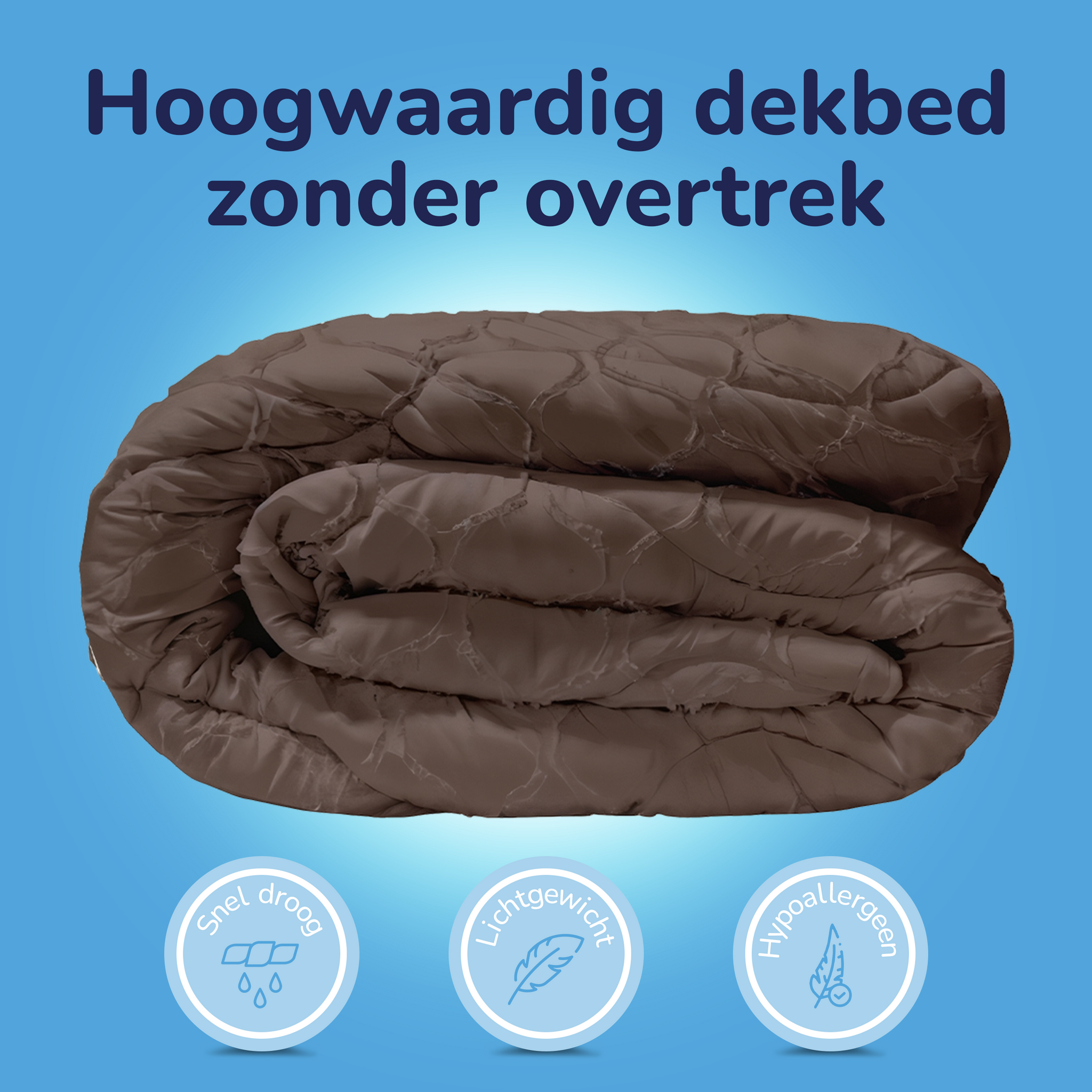Decoware Easy dekbed zonder overtrek inclusief kussensloop - Tufted Curve - bruin