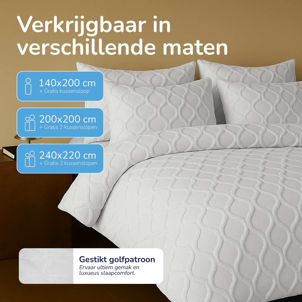 Decoware dekbed zonder overtrek incl. kussensloop - Tufted Curve - off white