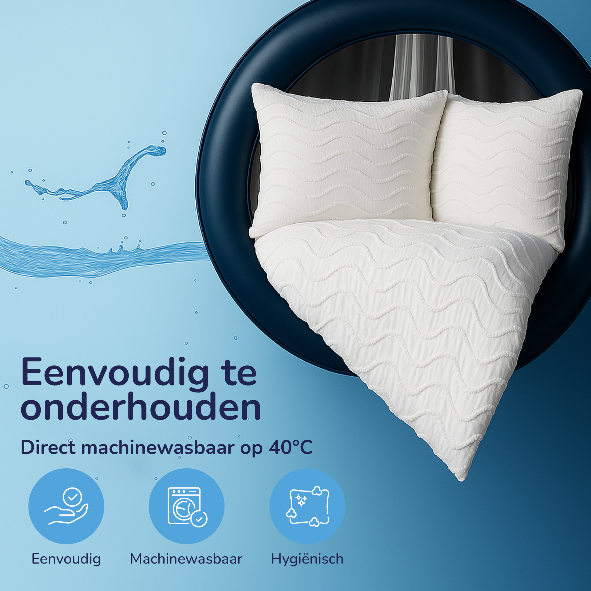 Decoware Easy dekbed zonder overtrek inclusief kussensloop - Tufted Waves - off white