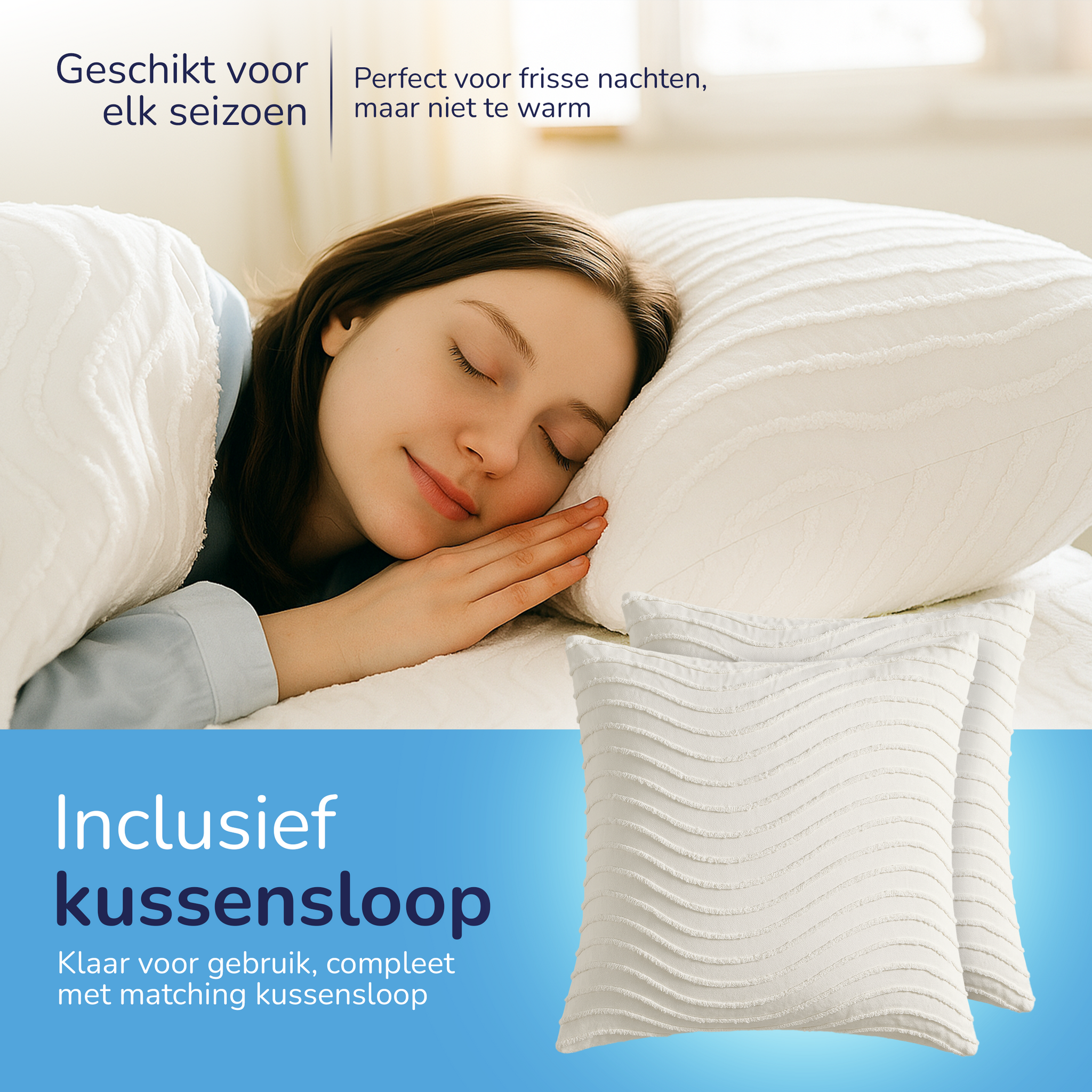 Decoware Easy dekbed zonder overtrek inclusief kussensloop - Tufted Waves - off white