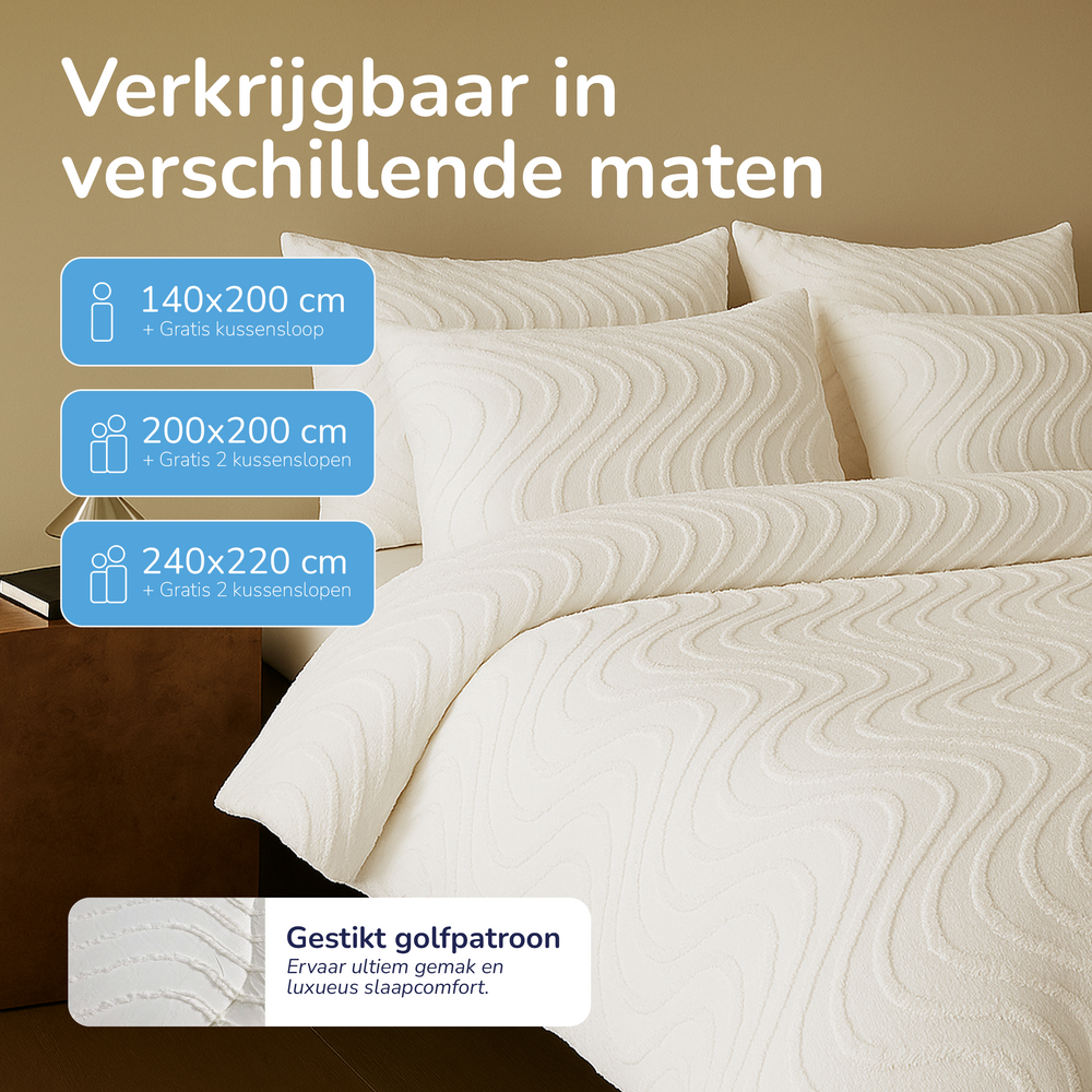Decoware dekbed zonder overtrek incl. kussensloop - Tufted Waves - off white