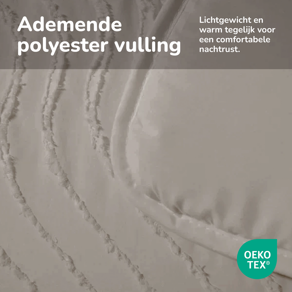 Decoware dekbed zonder overtrek incl. kussensloop - Tufted Waves - taupe