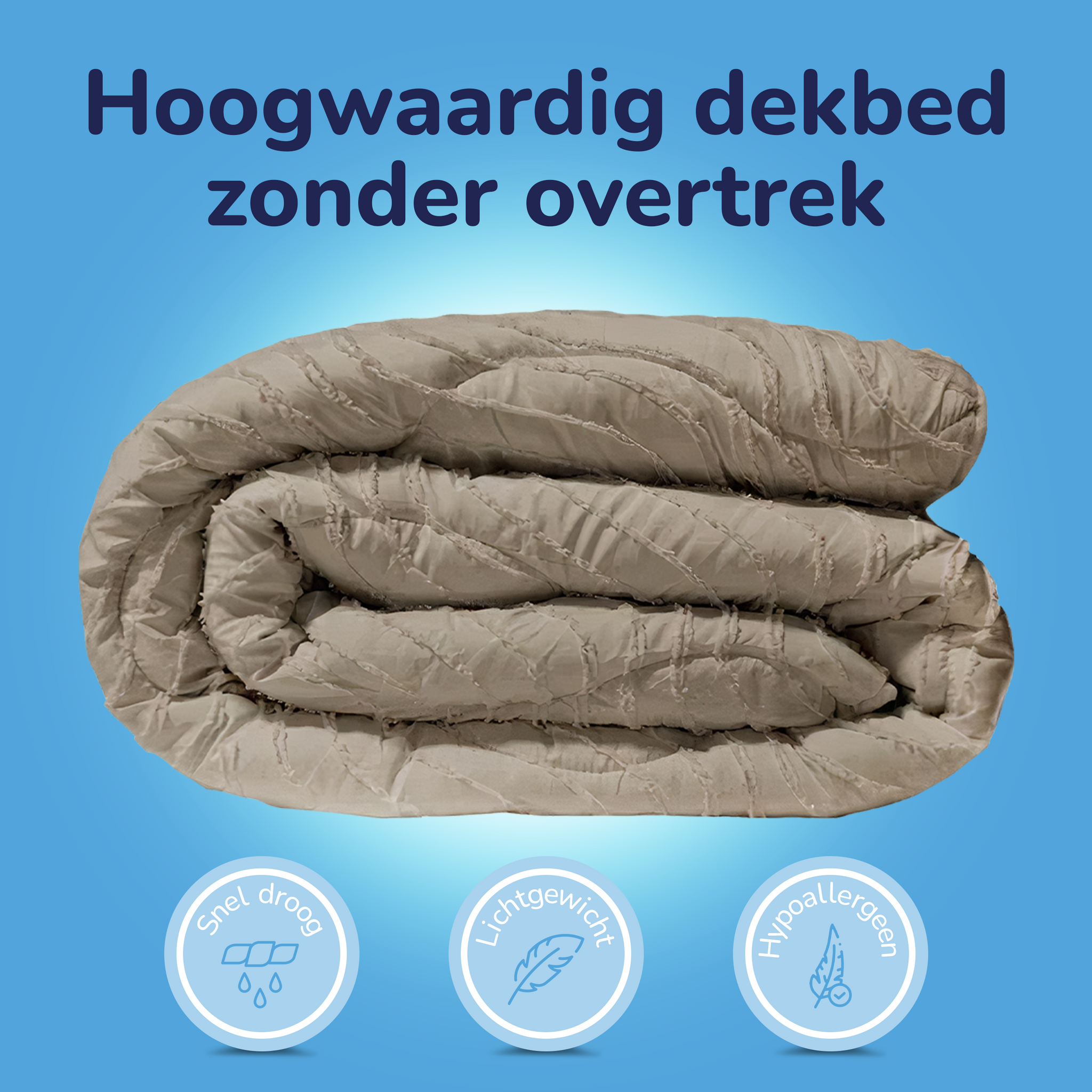 Decoware Easy dekbed zonder overtrek inclusief kussensloop - Tufted Waves - taupe