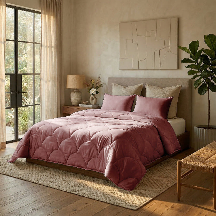Dekbed zonder overtrek Roze - Katoen Percale - Incl. Kussenslopen - 240x220 cm - sfeerimpressie
