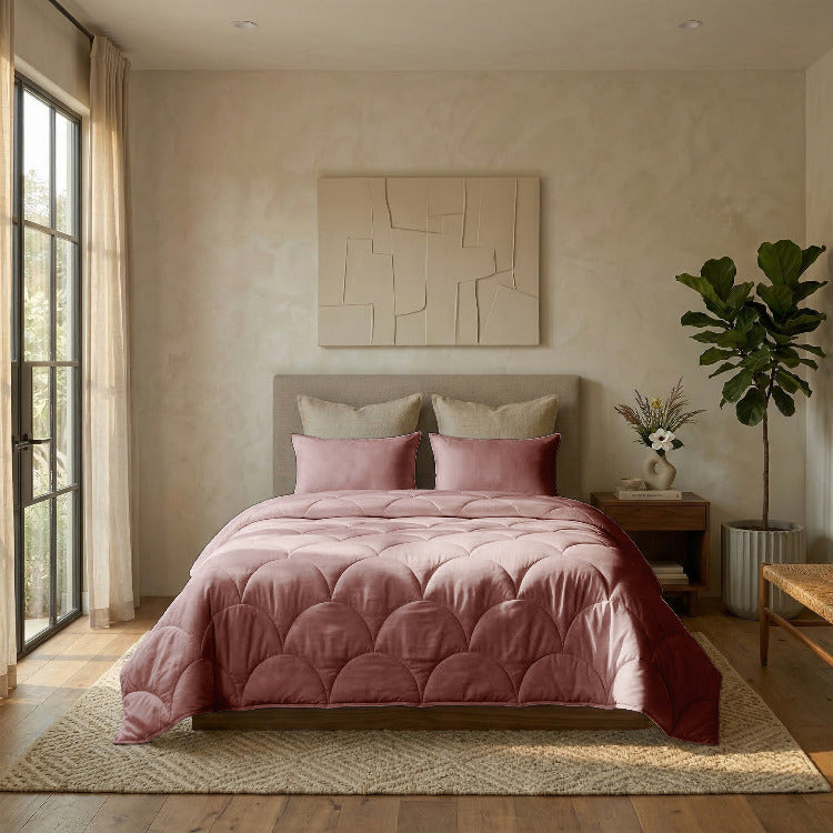 Dekbed zonder overtrek Roze - Katoen Percale - Incl. Kussenslopen - 240x220 cm - vooraanzicht