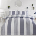 Purest Home dekbedovertrek Chambray Stripe denim - polykatoen - lits-jumeaux (230x220 + 2st. 50x75 cm)