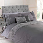 Belle Maison dekbedovertrek Limoges grijs - polykatoen - eenpersoons (135x200 + 50x75 cm)