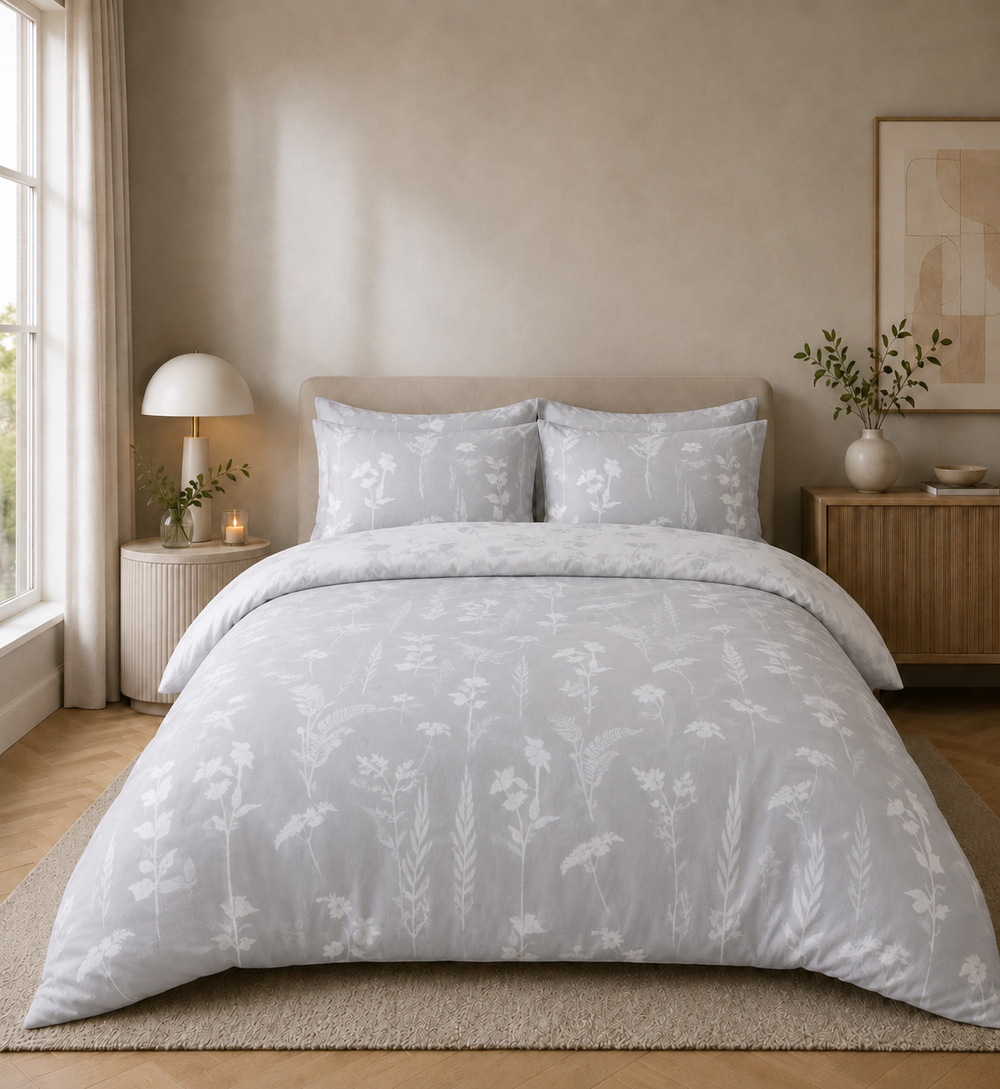 Decoware dekbedovertrek Silhouette Leaves - zand - microvezel