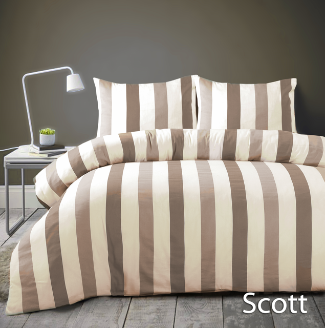 Papillon dekbedovertrek Scott beige - Katoensatijn