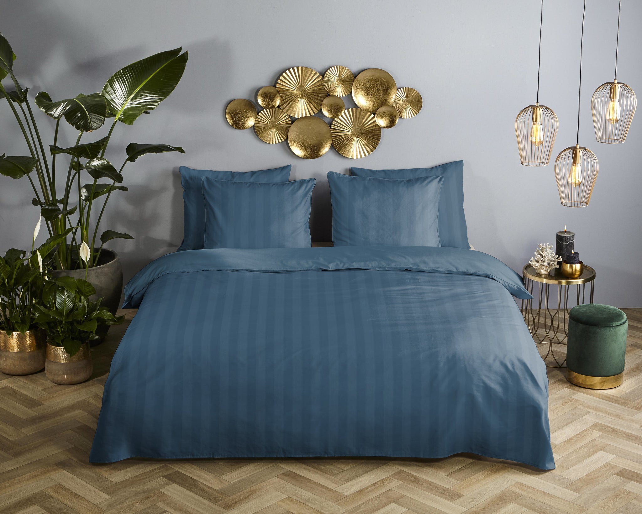 Descanso dekbedovertrek Hotel Sevilla - Denim - Katoensatijn