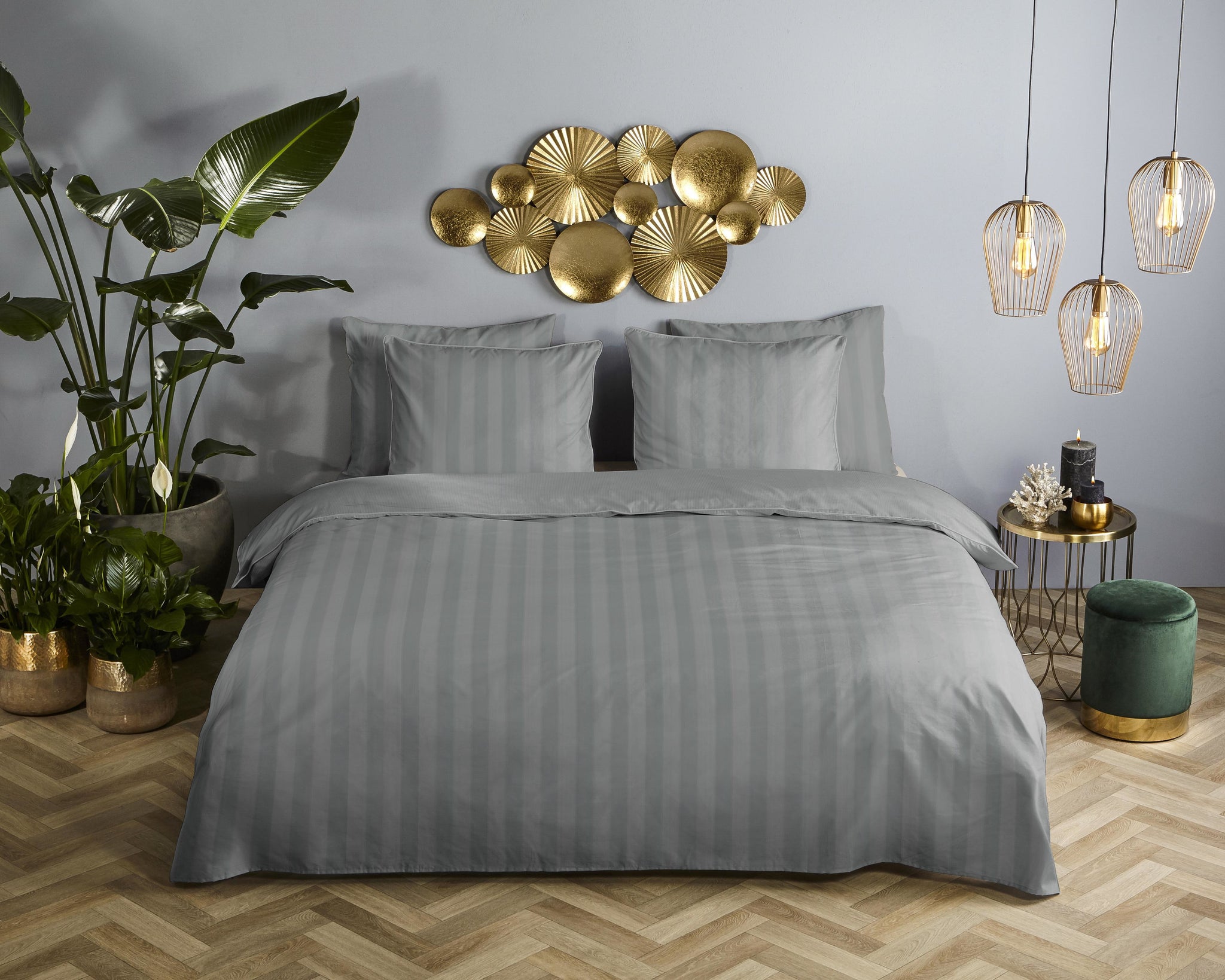 Descanso dekbedovertrek Hotel Sevilla - Grijs - Katoensatijn