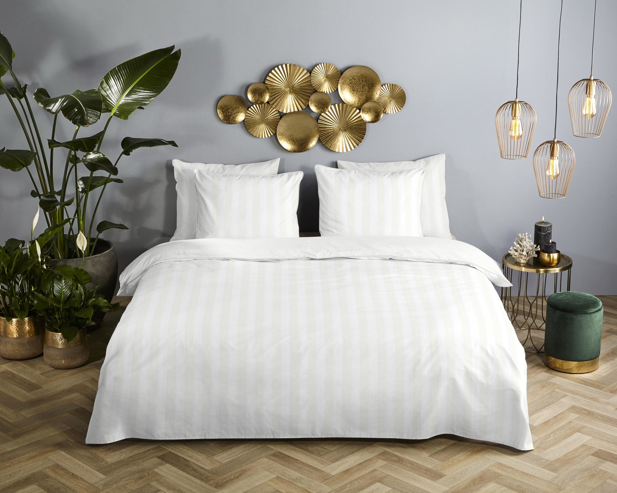 Descanso dekbedovertrek Hotel Sevilla - Wit - Katoensatijn