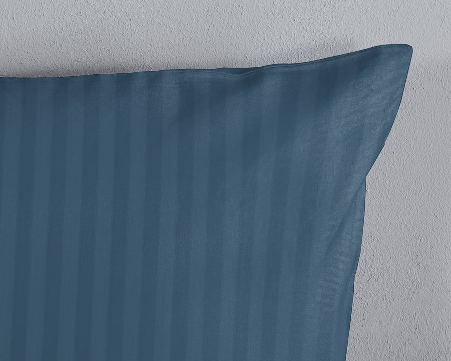 Decoware ledikant dekbedovertrek Hotelstreep - blauw - katoensatijn