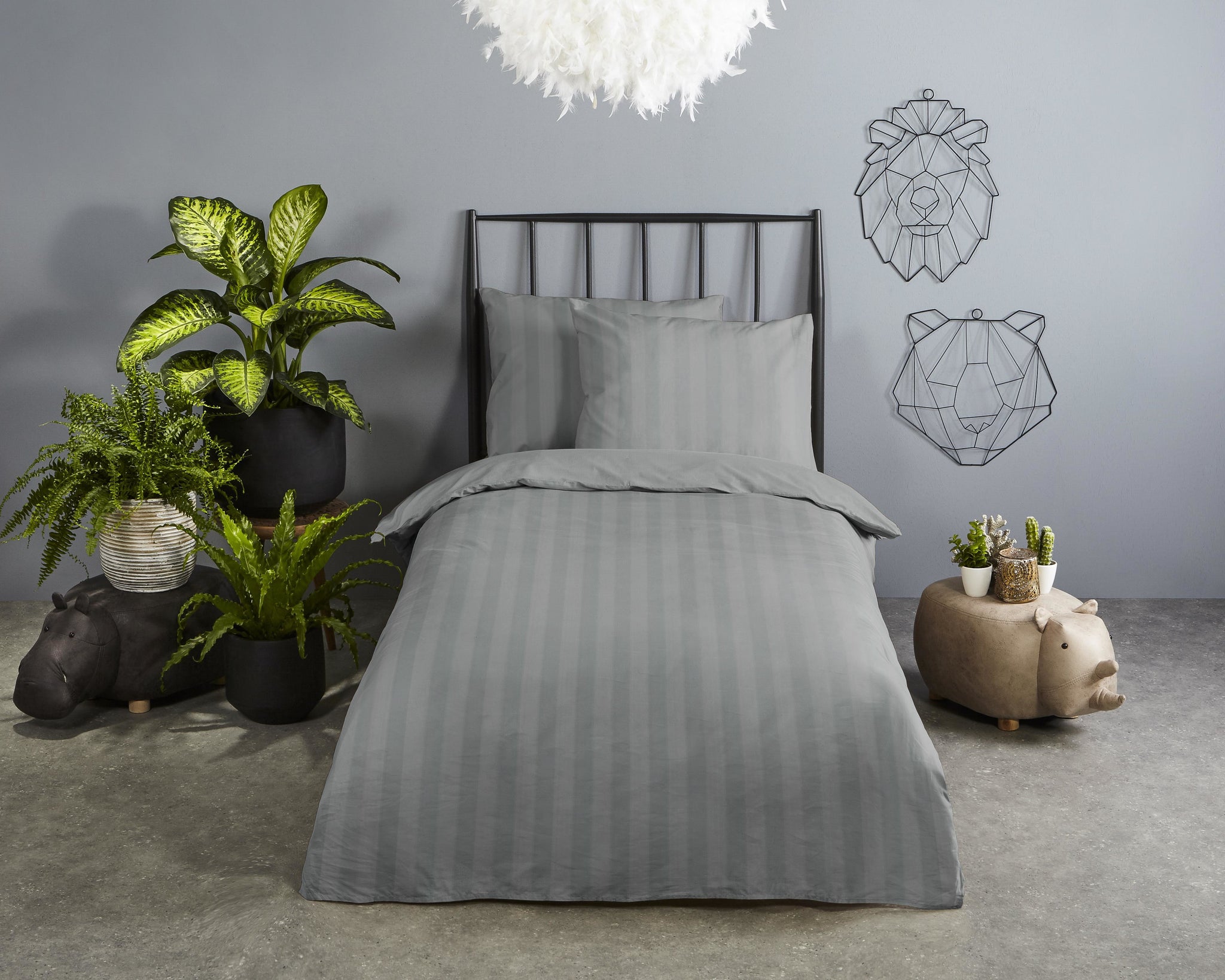 Descanso ledikant dekbedovertrek Hotel Sevilla - Grijs - katoen - 100x135 + 40x60 cm