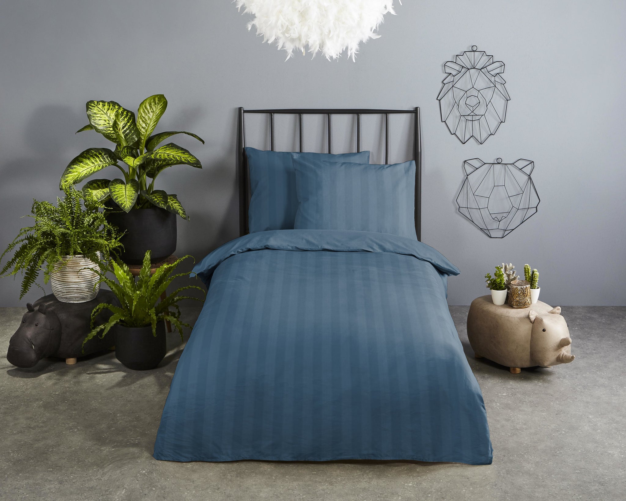 Descanso peuterbed dekbedovertrek Hotel Sevilla - Denim - katoen satijn - 120x150 + 60x70 cm