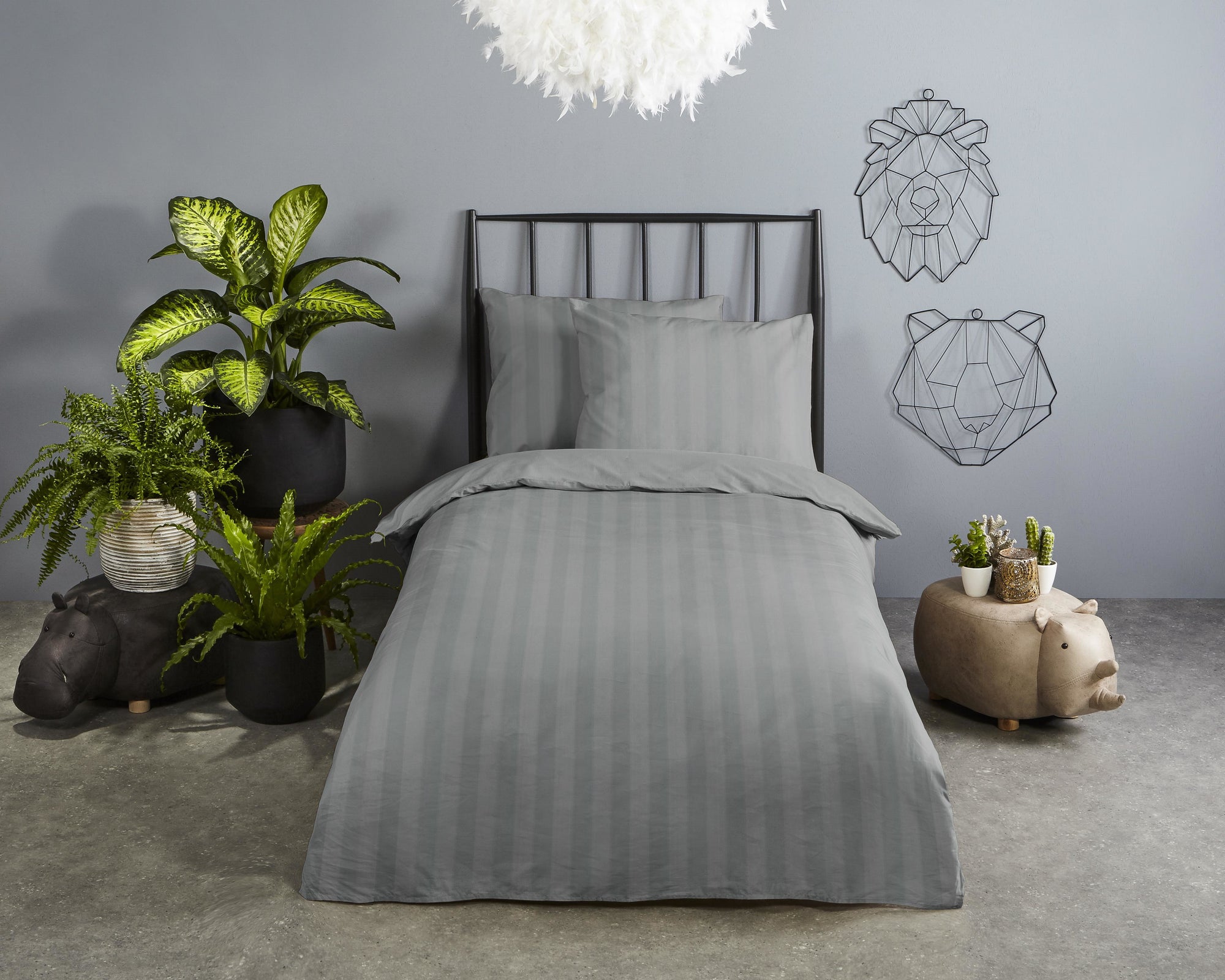 Descanso peuterbed dekbedovertrek Hotel Sevilla - Grijs - katoen satijn - 120x150 + 60x70 cm