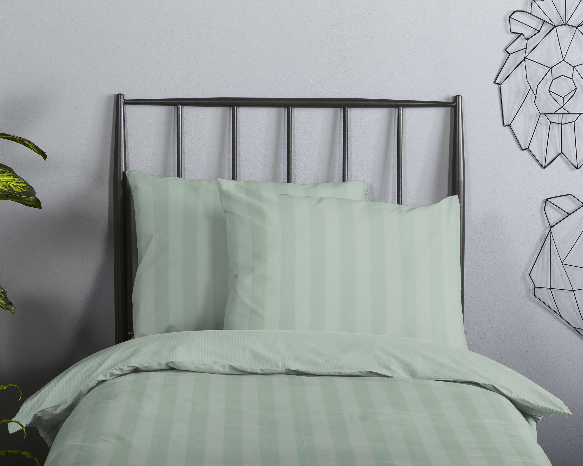 Descanso peuterbed dekbedovertrek Hotel Sevilla - Light Sage - katoen satijn - 120x150 + 60x70 cm