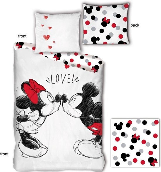Disney dekbedovertrek Minnie & Mickey Love - katoen - eenpersoons (140x200 + 65x65 cm)