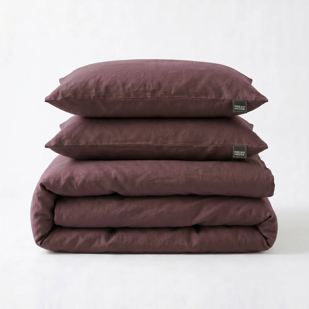 Dreamhouse dekbedovertrek Stone Washed Katoen - Burgundy