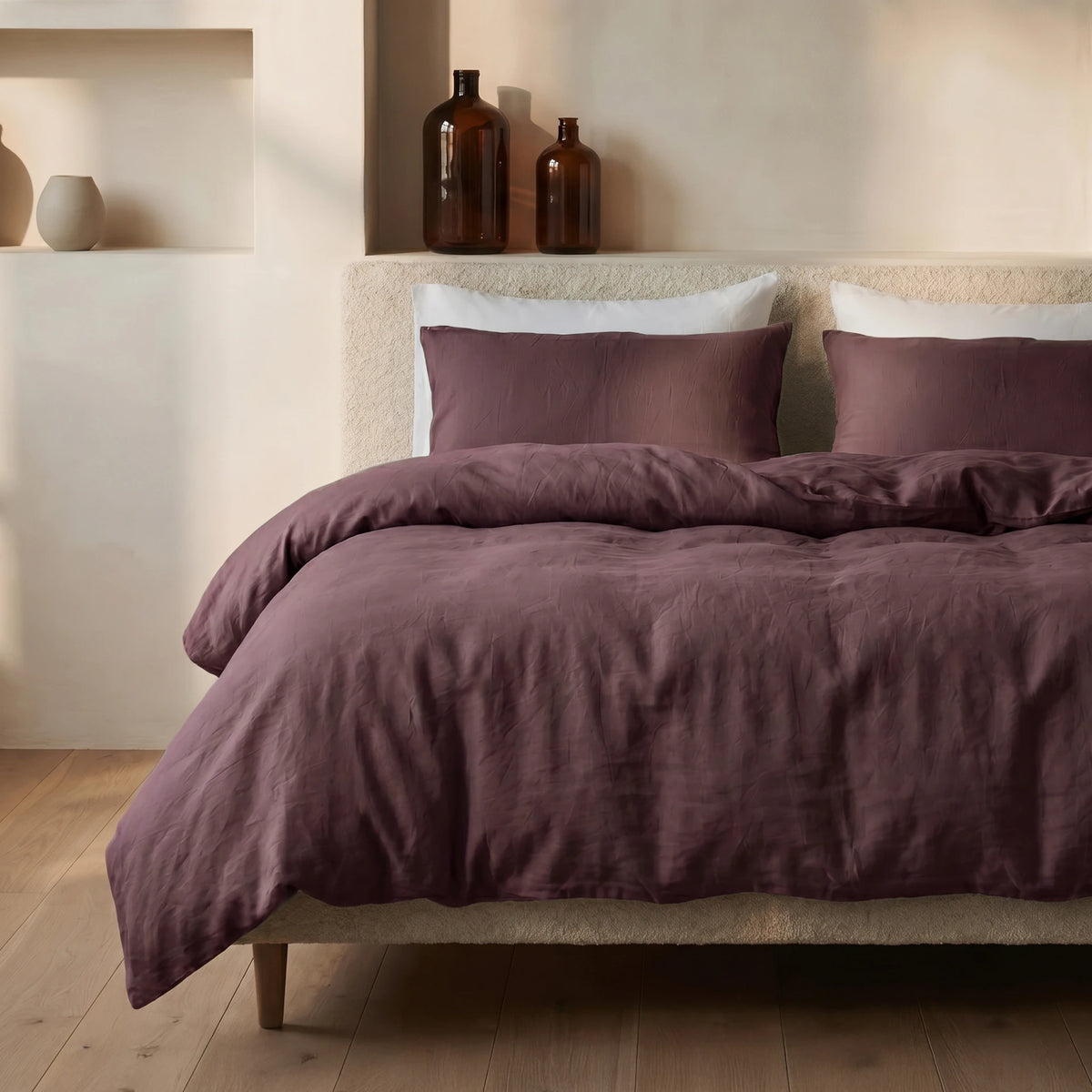 Dreamhouse dekbedovertrek Stone Washed Katoen - Burgundy