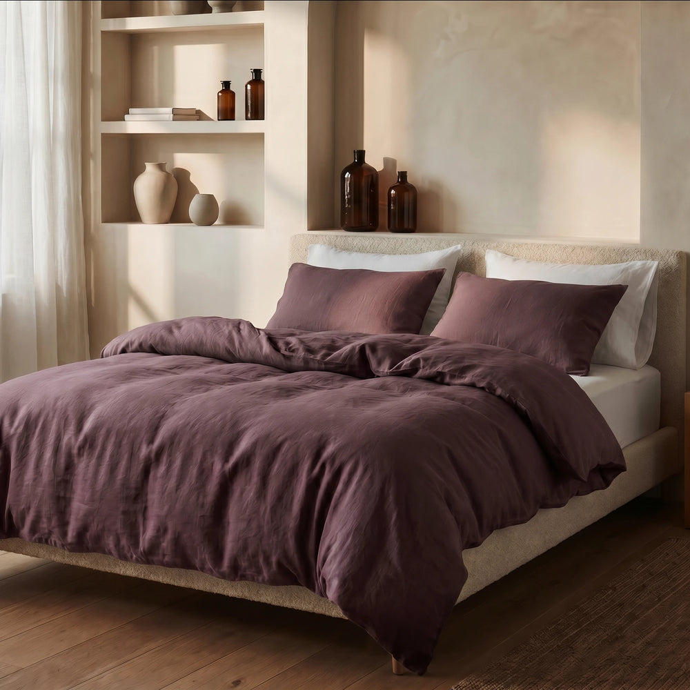 Dreamhouse dekbedovertrek Stone Washed Katoen - Burgundy