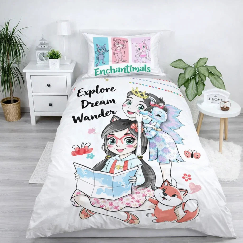 Enchantimals kinderdekbedovertrek dream - katoen - 1-persoons (140x200 + 70x90 cm)