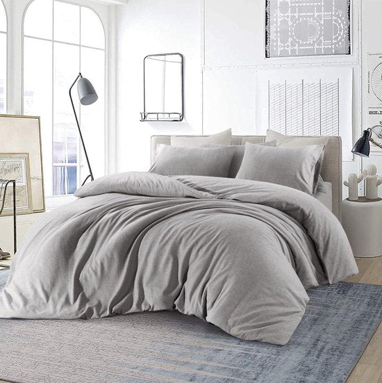 Flanel dekbedovertrek Brienz - grijs