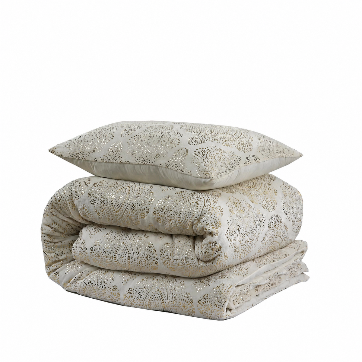 Fleece dekbedovertrek onderkant microvezel Art foil - creme - 1-persoons (140x220 + 60x70 cm)