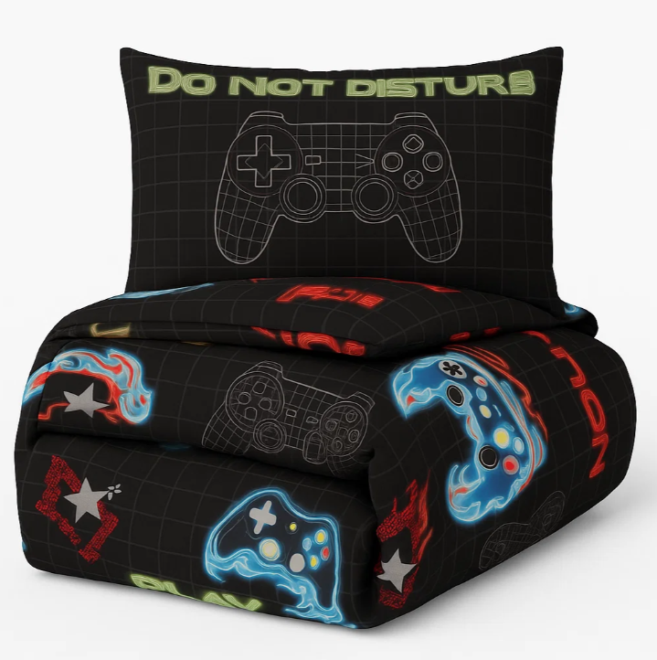 Decoware dekbed zonder overtrek - plus kussensloop - Gamer - microvezel - peuterbed - 120x150 + 40x60 cm