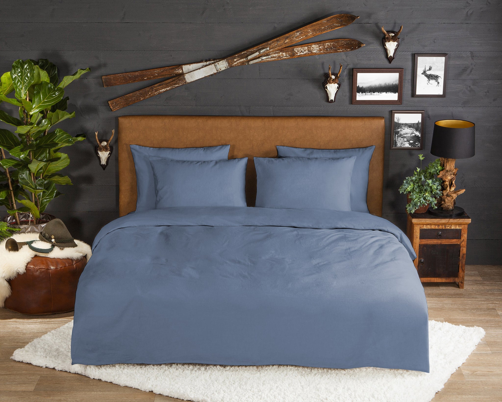 Good Morning dekbedovertrek uni - flanel - blauw