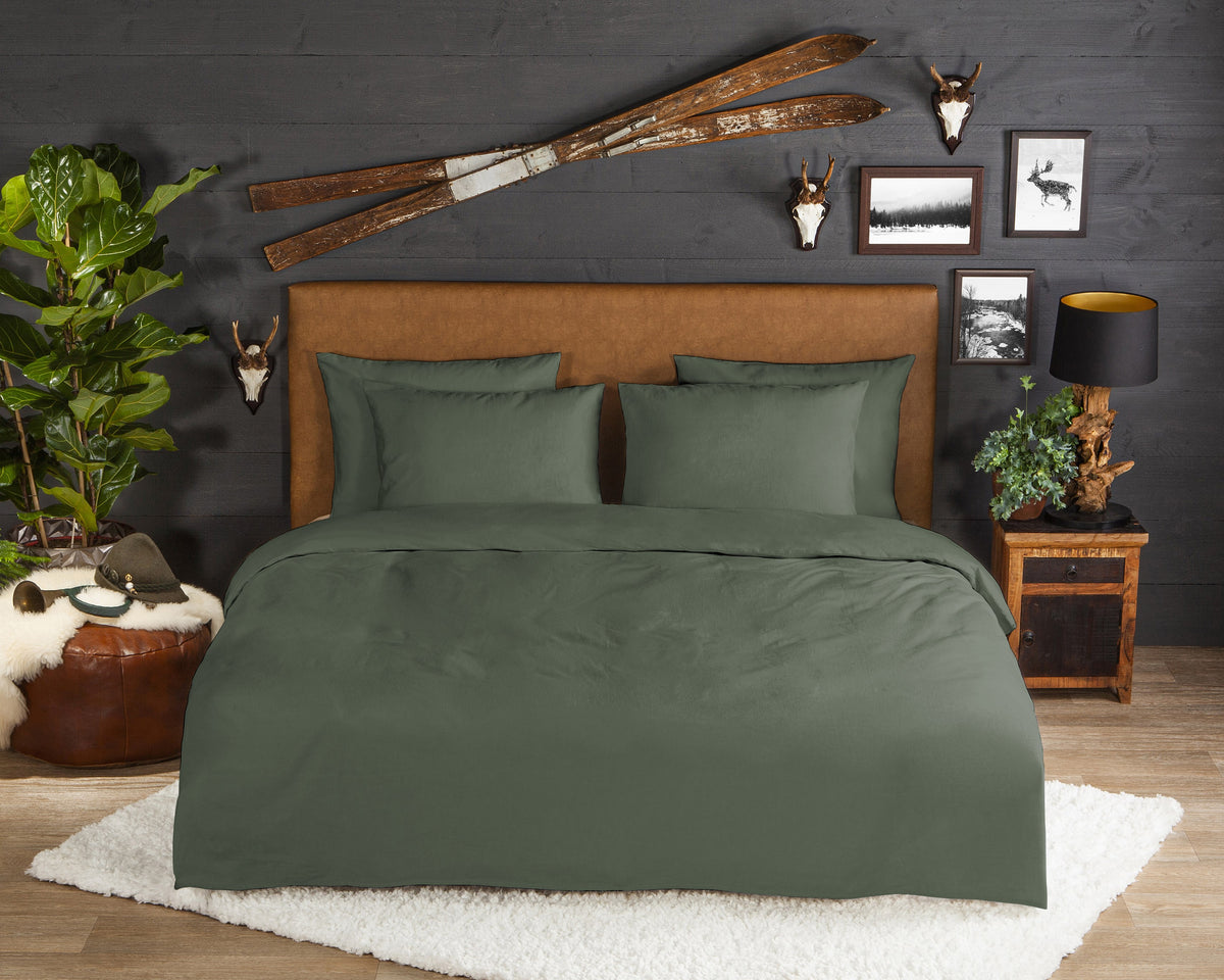 Good Morning dekbedovertrek uni - flanel - groen