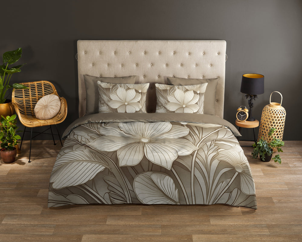 Good Morning dekbedovertrek Artdeco - taupe - Katoen