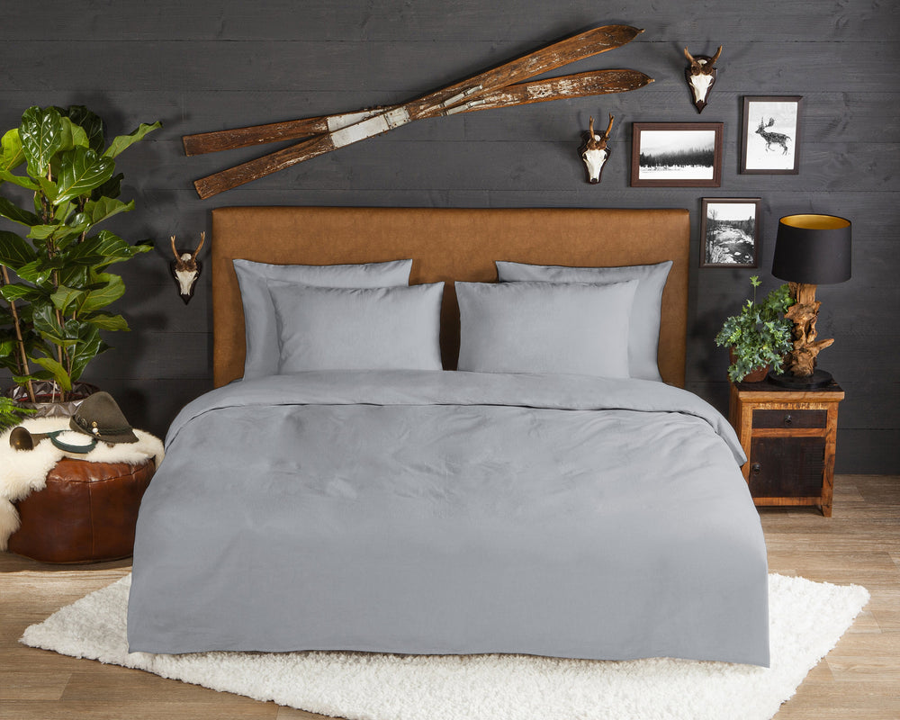 Good Morning dekbedovertrek Uni - Zilver - Flanel