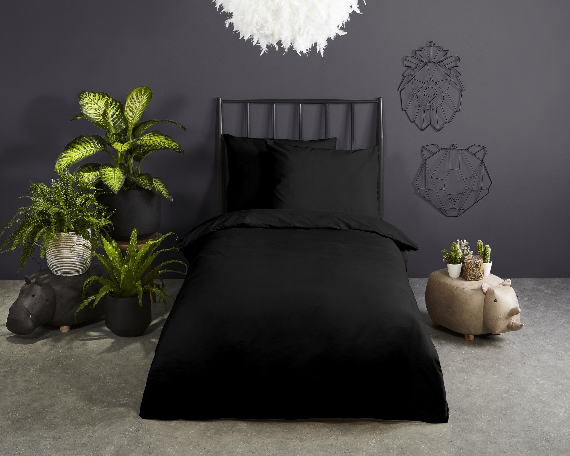 Good Morning dekbedovertrek Uni - Zwart - Katoen