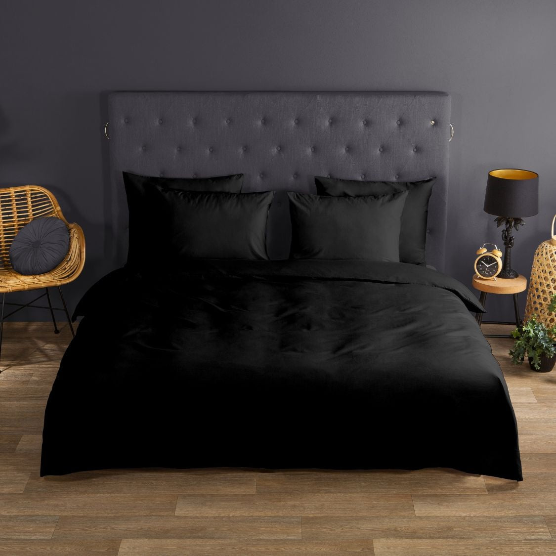 Good Morning dekbedovertrek Uni - Zwart - Katoen