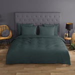 Good Morning dekbedovertrek Uni - Donker Groen - Katoen