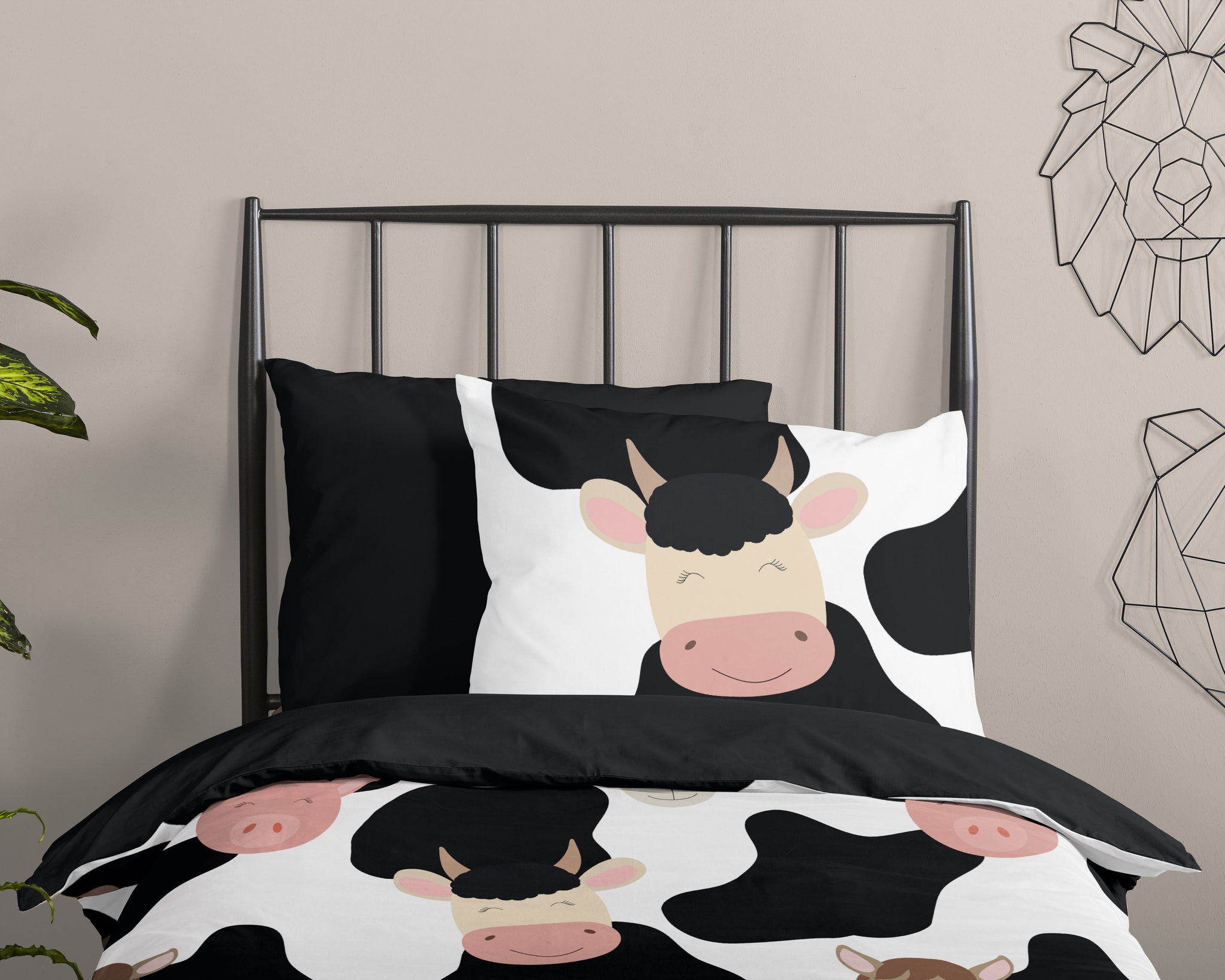 Good Morning kinderdekbedovertrek Cow & friends - katoen - eenpersoons (140x220 + 60x70 cm)